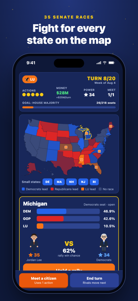 The campaign map of the United States